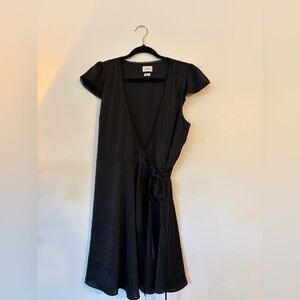 NWOT Wilfred Aritzia Satin Wrap mademoiselle dress gothic chic lace detailing